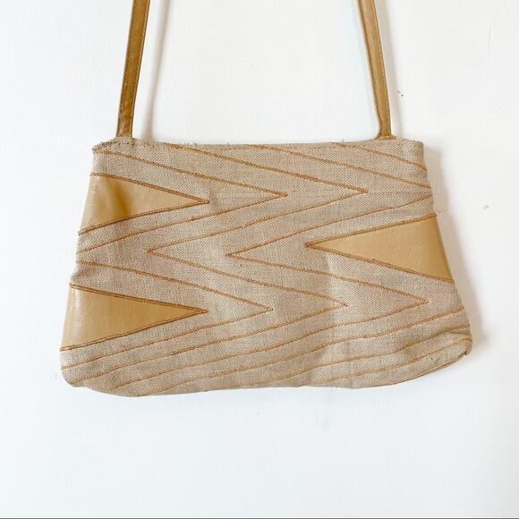 Vintage 80s Graphic Burlap Purse - Picture 4 of 6